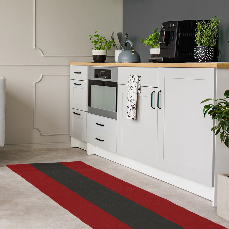 Tapis rouge/gris, Tapis de couloir 2 pi 6 po x 8 pi