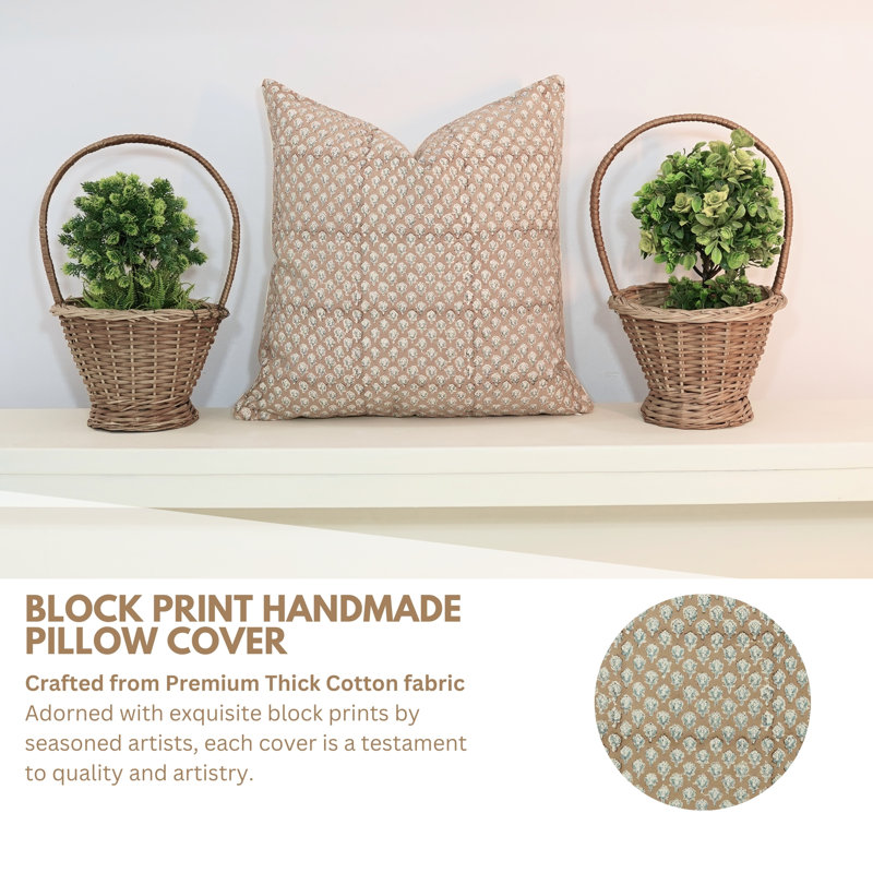 Housse de coussin en coton Floral, H 14 po x l 14 po