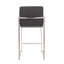 Tabouret de comptoir contemporain à dossier haut en acier inoxydable et tissu gris anthracite - ensemble de 2