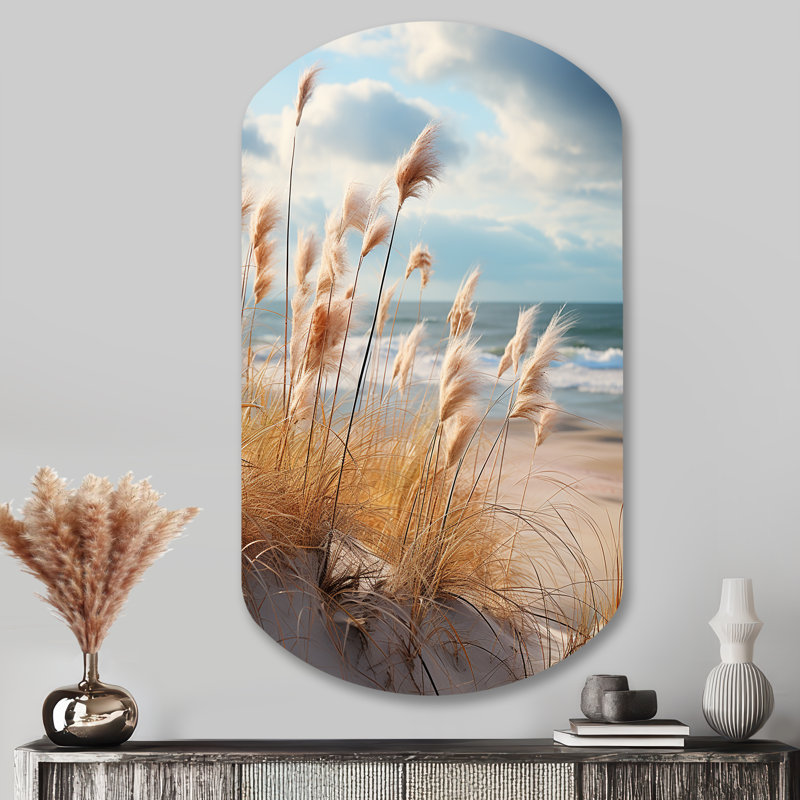 Marable Beach Photo Coastal Harmony I - Cylinder Coastal Beach, reproduction d'art murale en métal asymétrique
