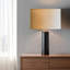 Abat-jour ovale en lin beige-122895736