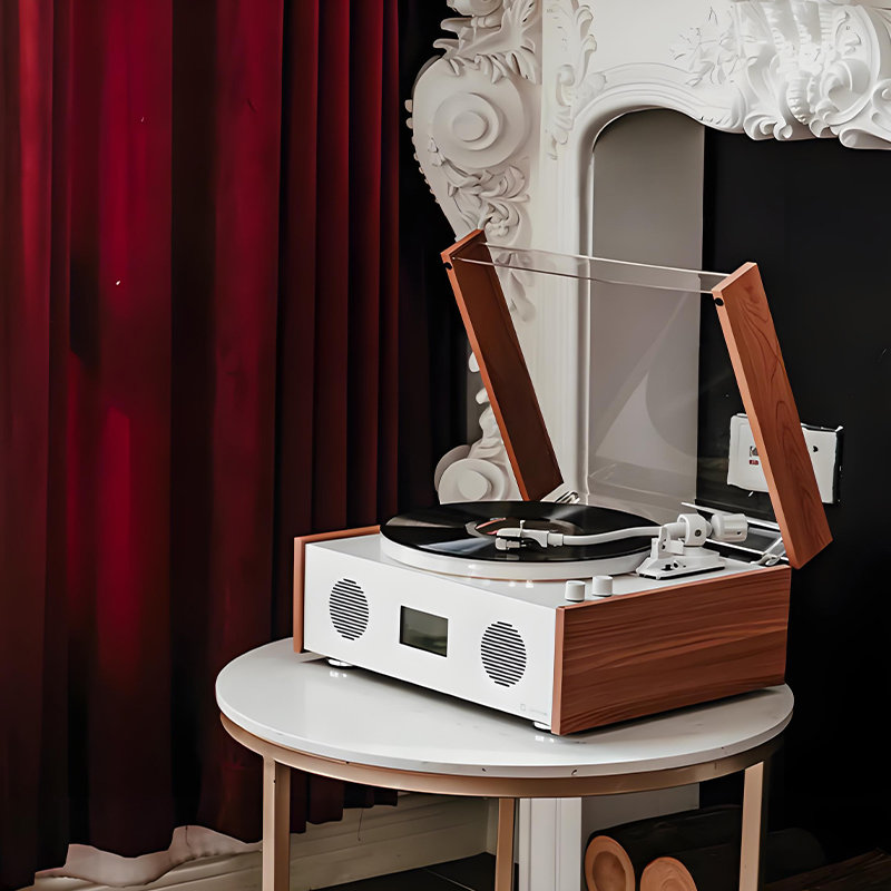 Retro Record Player with Bluetooth Speaker & Integrated Phonograph