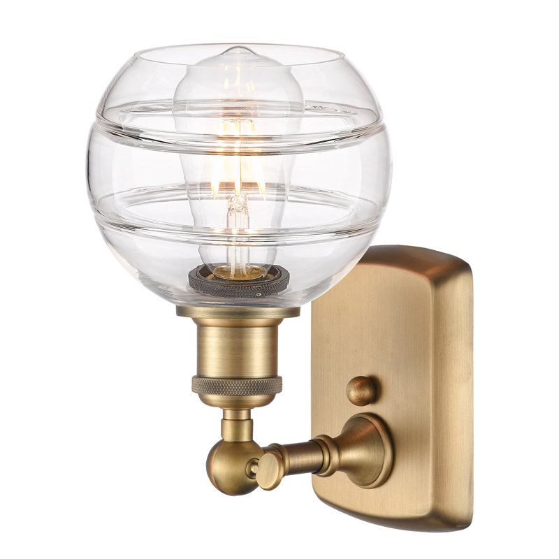 Applique murale 1 lumière Ballston Bienes, Transparent, H 8,88 po x l 5,88 po x P 7,06 po, Laiton brossé