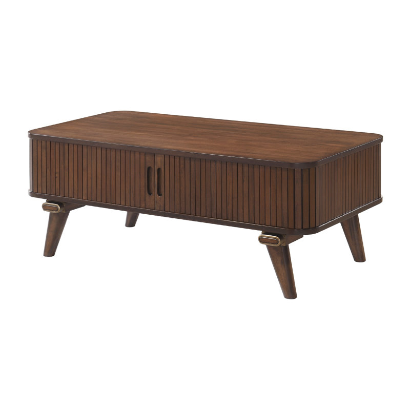 Table basse Manny, 2 portes tambour, cadre en A brun noyer 48 po