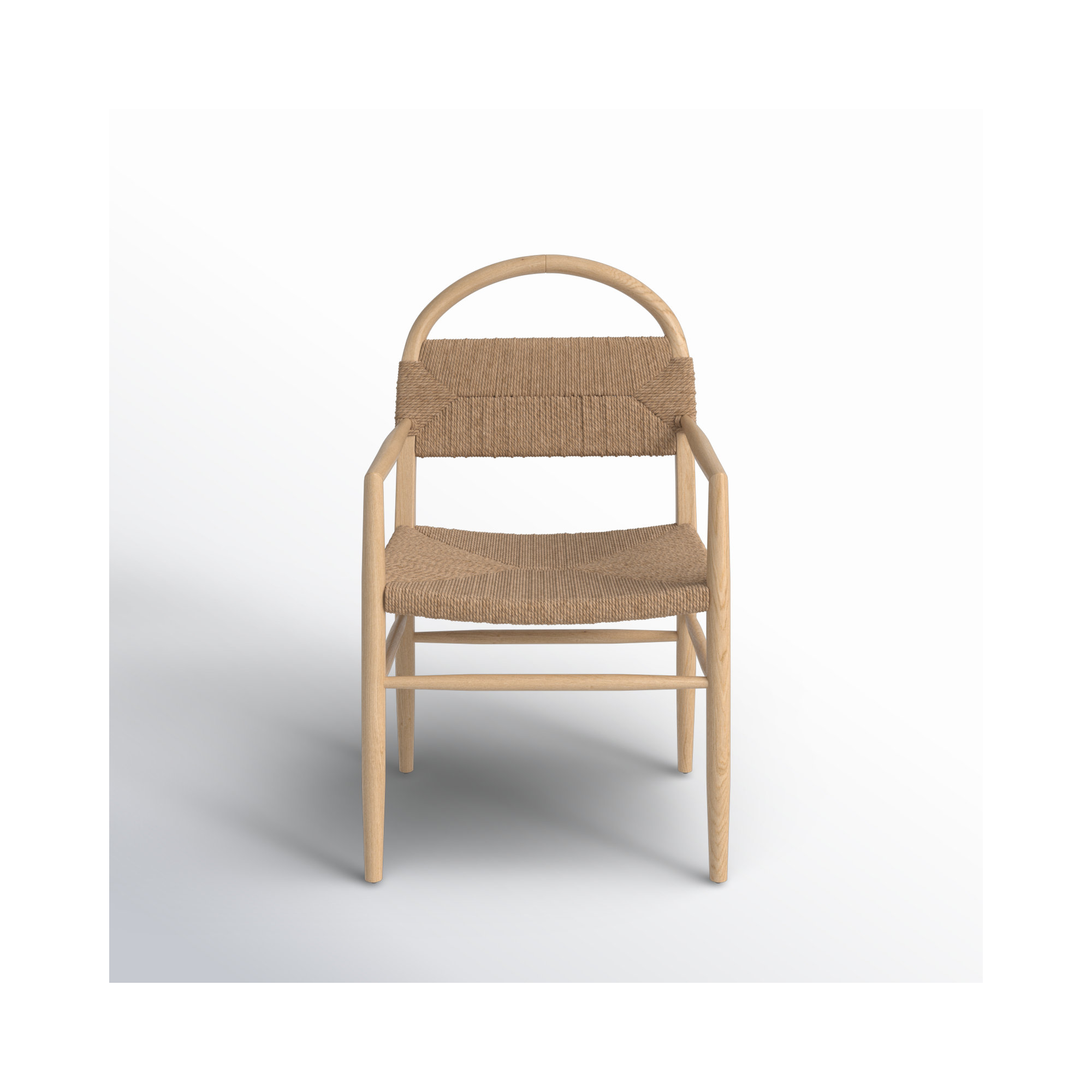 Kashmir Solid Wood Arm Chair, Beige, Natural