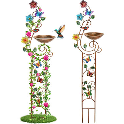 Bain d'oiseaux 57 po avec treillis de jardin pour plantes grimpantes d'extérieur