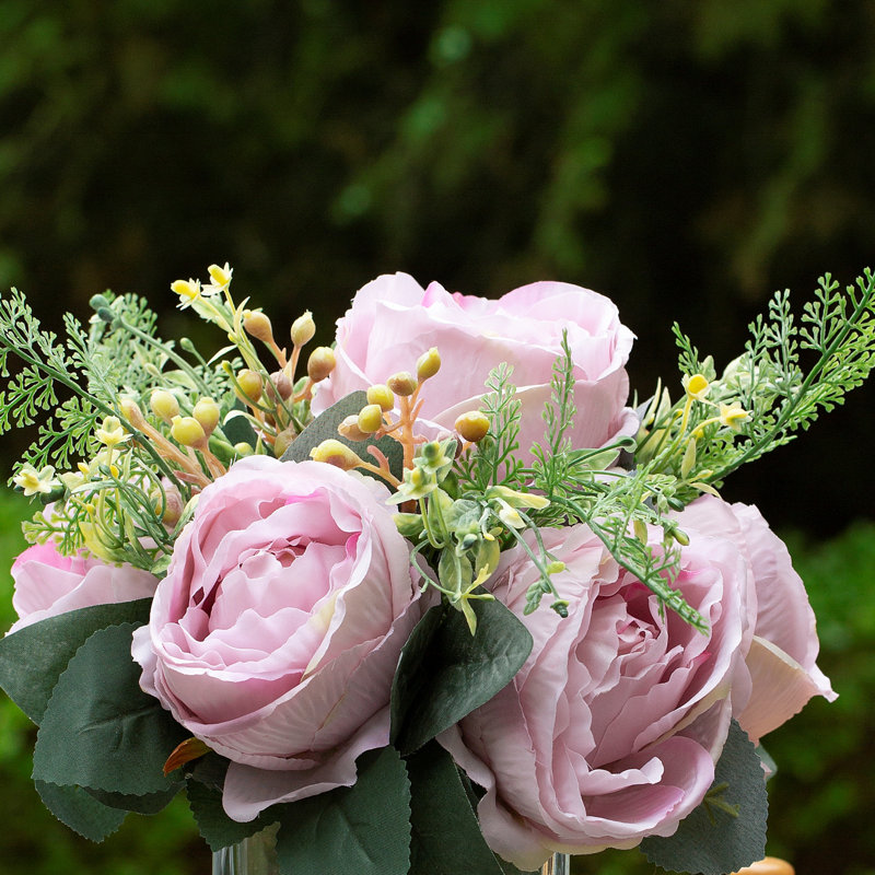 Silk Peony Arrangement in Vase, Pink