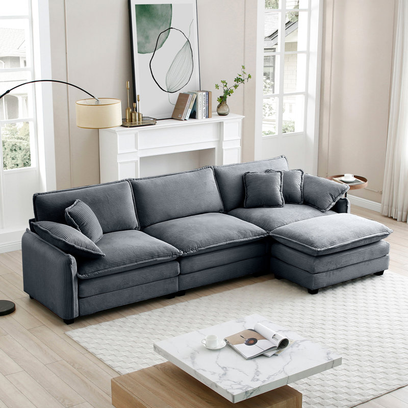 Oversize 3-Seater Sofa With One Footrest