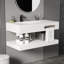 Lavabo de salle de bain flottant mural en résine 32 po avec tablette de rangement inférieure-125381320-125381315