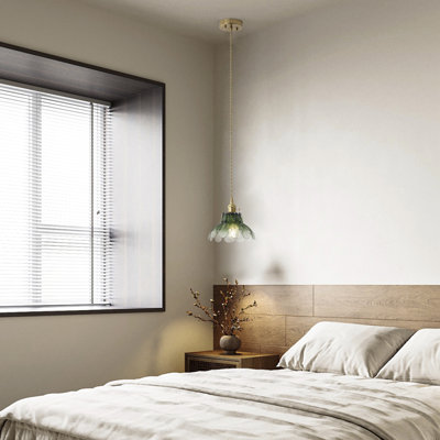 1-Dark green dimmable glass iron pendant light