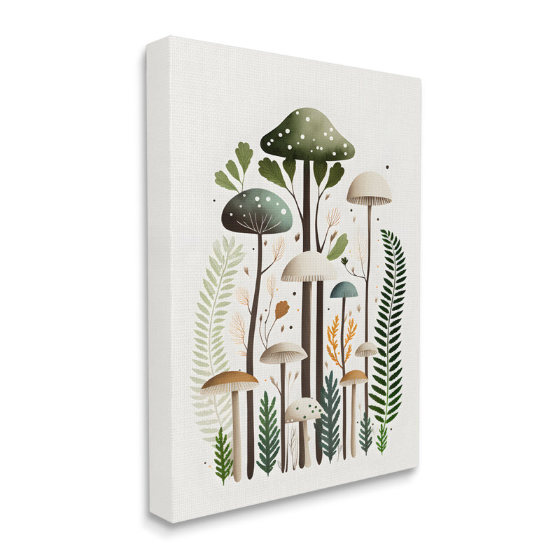Champignons verts fantaisistes sur toile, H 30 po x l 24 po x P 1,5 po
