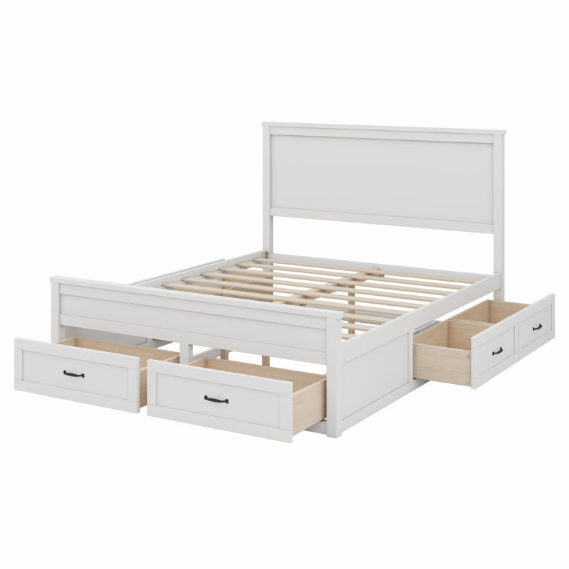 Base de lit avec tiroirs, lit plateforme avec support à lattes en bois Modern
