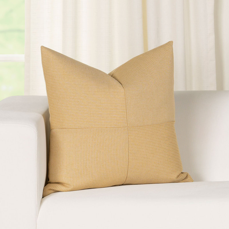 Housse et insert de coussin carré en mélange de coton, Jaune
