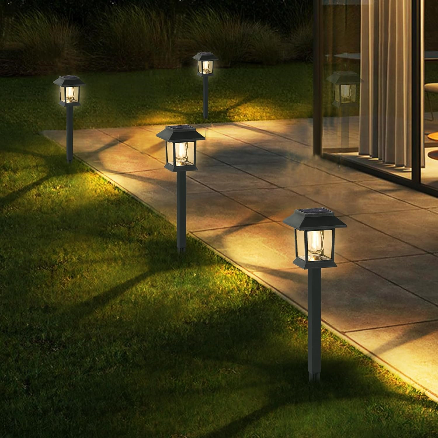 Arlmont & Co. 12 Pack Waterproof Auto On Or Off Solar Pathway Lights Combining Functionality And Aesthetics For Your Garden, Landscape, Path, Yard, Patio, Driveway,Walkway Decor,Black 15.1In H | Wayfair