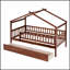 Lit en bois pour la maison avec deux tiroirs, structure en bois de pin durable et toit suspendu pour chambre d'enfant-202568673