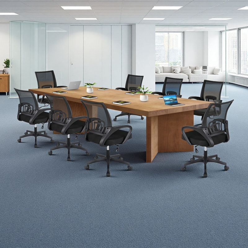 Ensemble de table de conférence moderne en bois massif 8 personnes pour 8 personnes, H 29,53 po x L 86,61 po x l 35,43 po