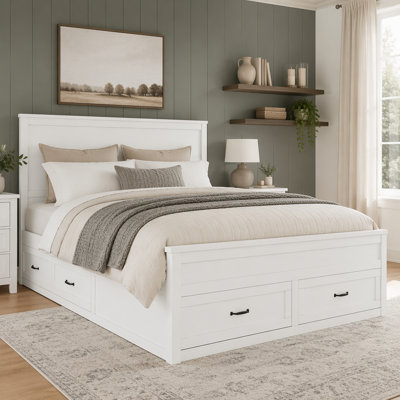 Queen Size Wood Storage Platform Bed with 6 Drawers