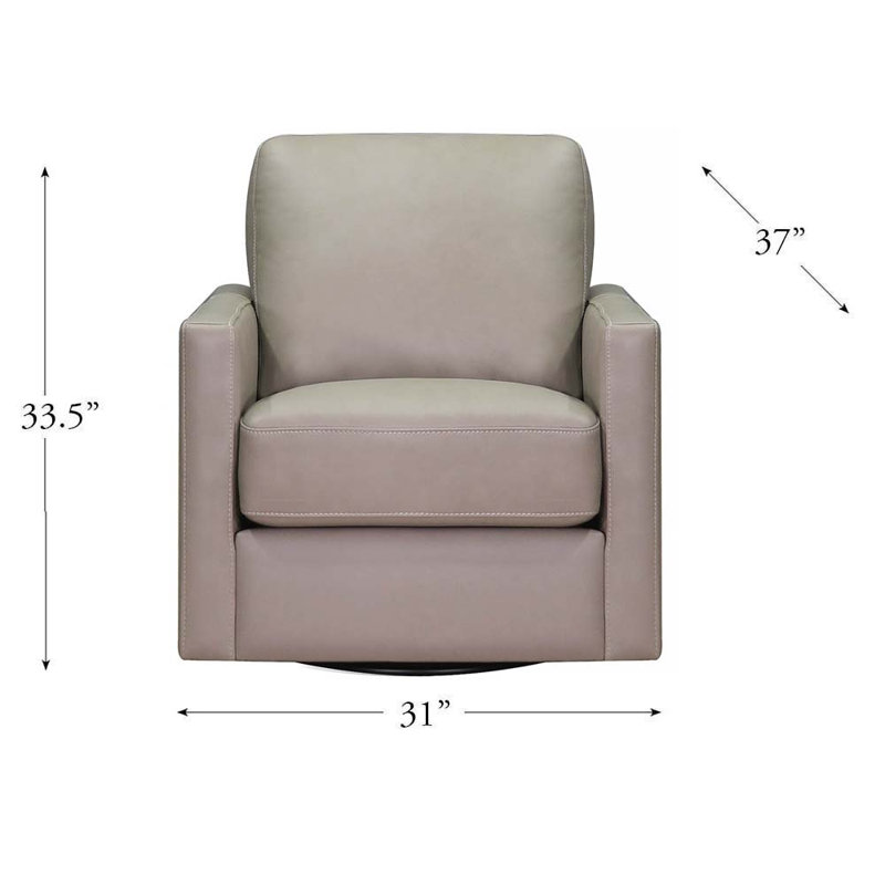 Vara Top Grain Leather Swivel Chair, Dillon Stone Gray Genuine Leather