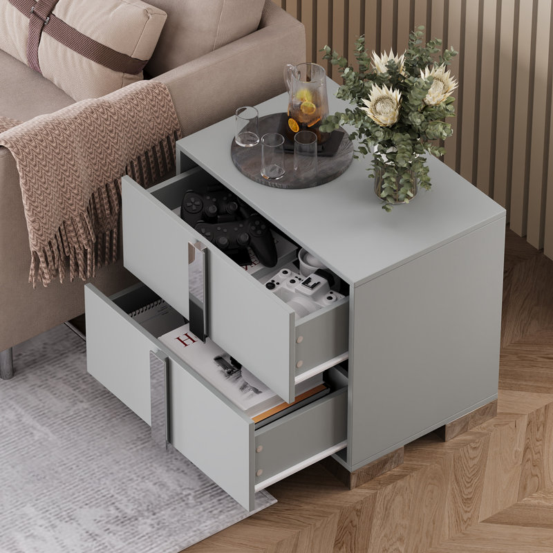 Table de chevet 2 tiroirs 2 tiroirs Design moderne, Gris