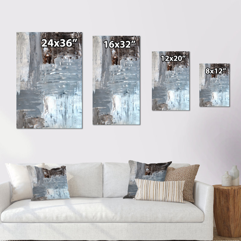 Champs de couleurs dans les tons de gris et de brun - Peinture sur toile, H 12 po x l 8 po x P 1 po, Toile tendue