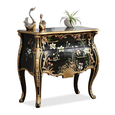 Black Solid + Manufactured Wood  Console Table