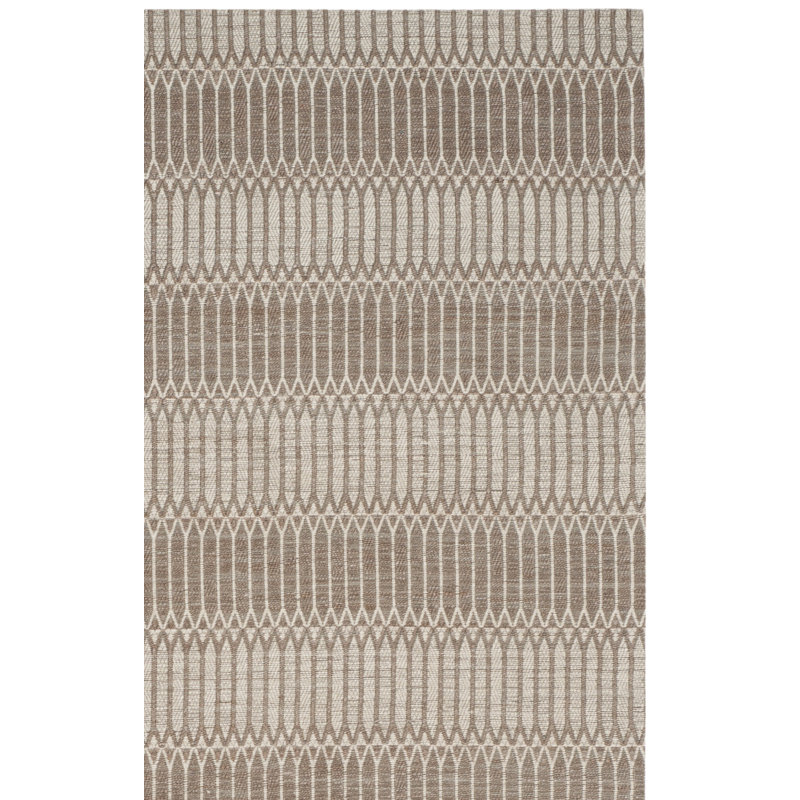 Tapis brun à motif géométrique tissé à la main Amritpal, Rectangle 8 pi x 10 pi