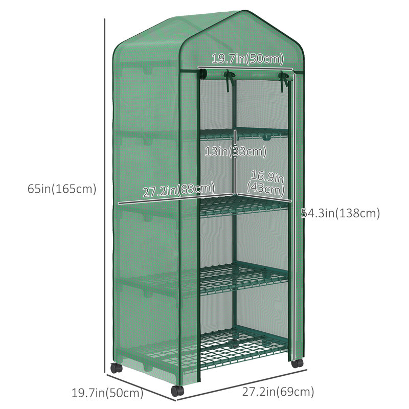  Serre portable avec tablettes à 4 niveaux, housse en PE, vert