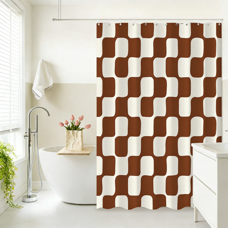 Ensemble de rideau de douche Retro, Brun