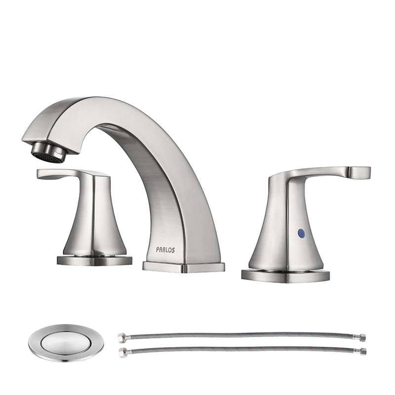 Widespread 2-handle Bathroom Faucet with Drain Assembly, Brushed Nickel