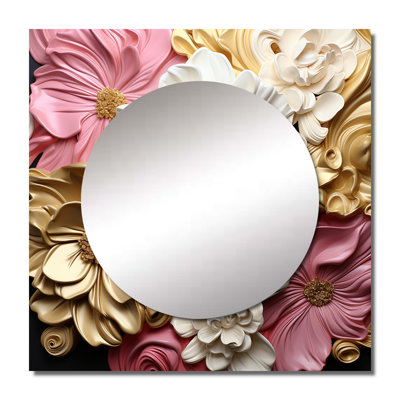 Liquid Flower Art Delicate & Light Pink II - Abstract Shapes Square Mirror For Wall Art Decor