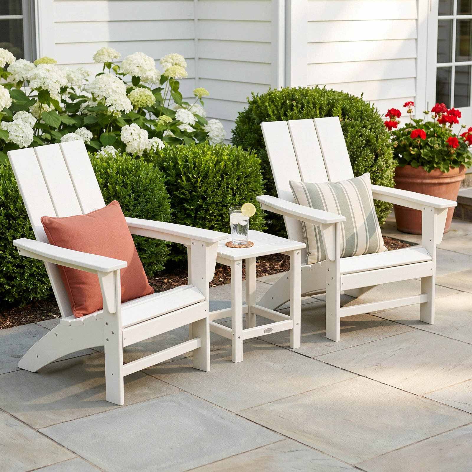 Modern Adirondack 3 Piece Seating Group, Mahogany