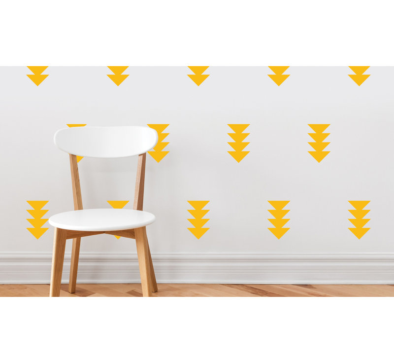 Décalcomanie murale flèche à quatre triangle, Jaune et orange