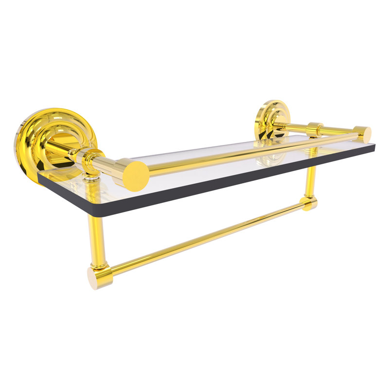 Leamore Bracket Shelf with Towel Bar, Polished Brass