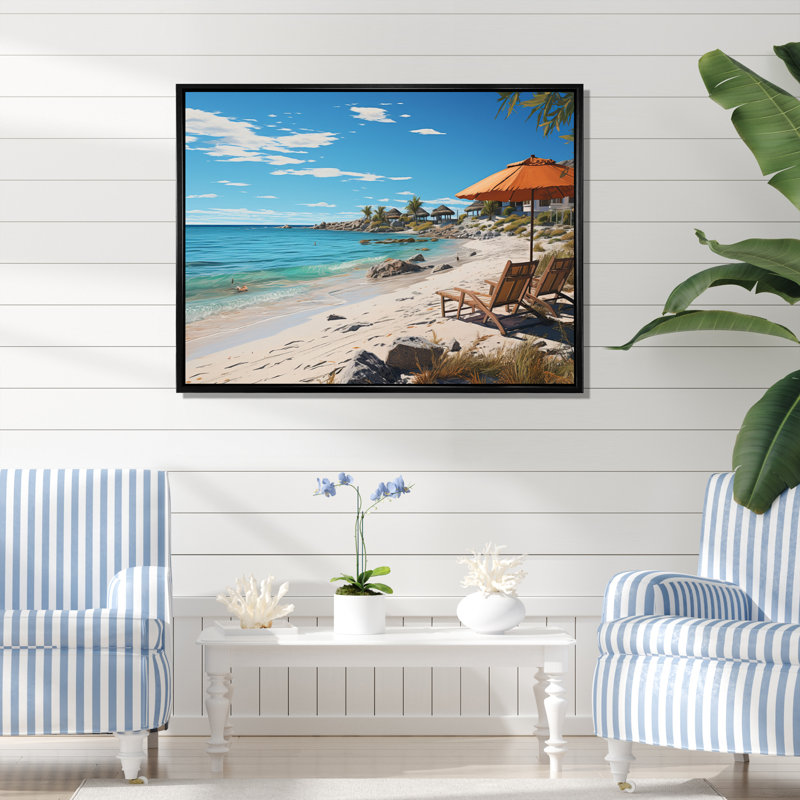 Allec Beach Tropical Vibes XXV sur toile, H 34 po x l 44 po x P 1,5 po, Cadre flottant noir