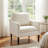 2PCS Mid Century Modern Accent Chair, Chenille Fabric Armchair with Curved Arms, Upholstered Reading Chair-807066885