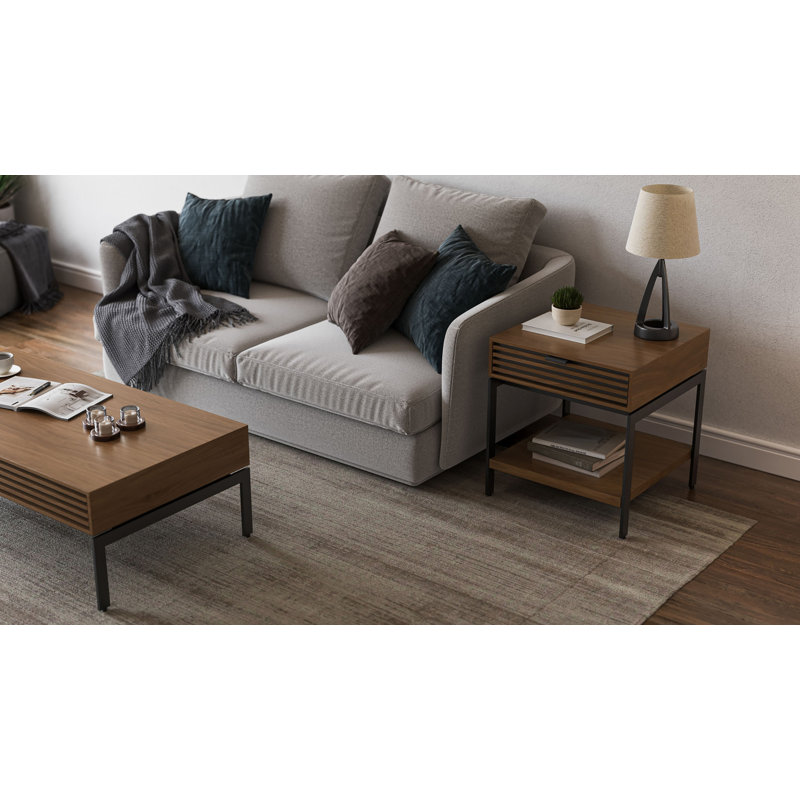 Cora Solid Wood End Table, Natural Walnut