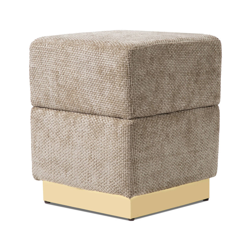 Tabouret de rangement contemporain l 15,4 po, gris argenté, Gris