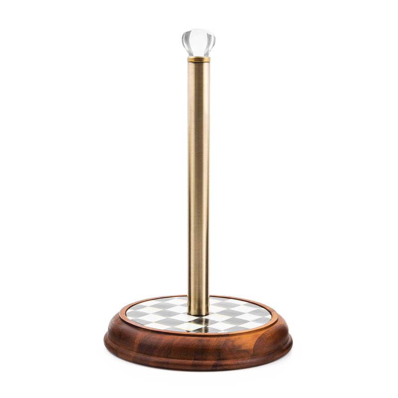 Wood Paper Towel Holder, Black/Gold