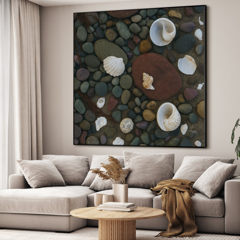 Très grand art mural imprimé sur tissu - Plage, océan, paysage, œuvre d'art, décoration pour le salon ou la chambre à coucher - «Assemblage requis du cadre (cadre non fini)»