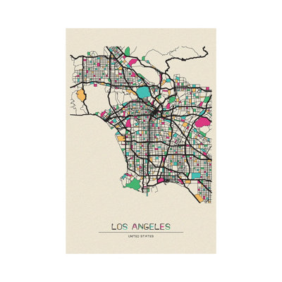 Los Angeles, California Map 1 Piece Wrapped Canvas Wall Art