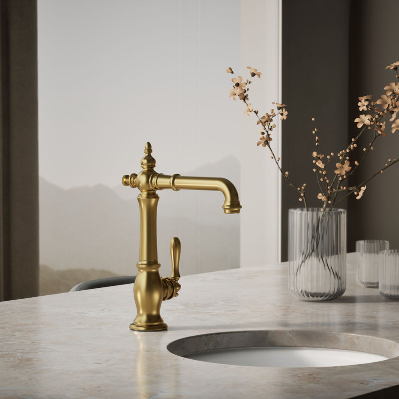 Artifacts Bar Faucet, Vibrant Brushed Moderne Brass