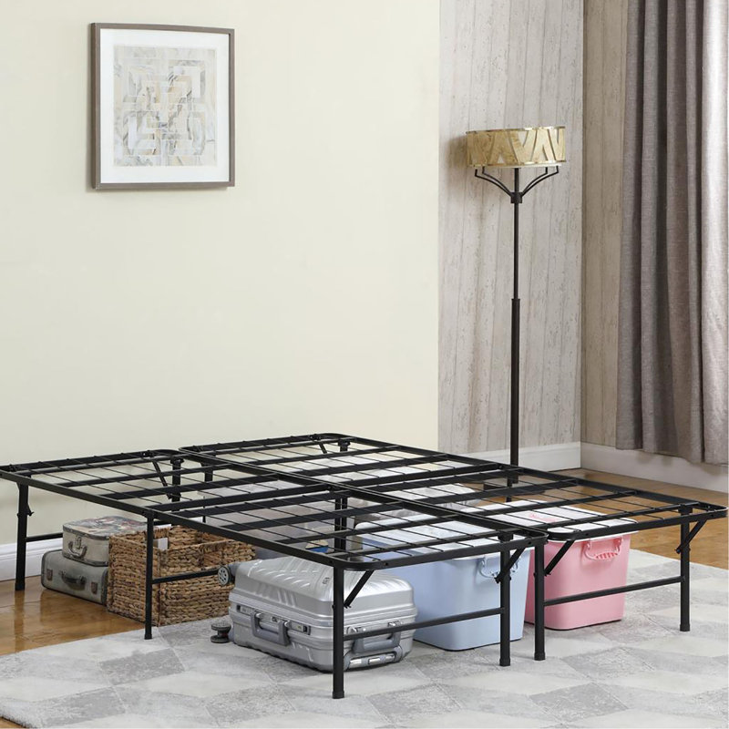 Porte-matelas noir grand lit, fabrication en acier robuste, pliable, capacité de base de 750 lb, acier, pliable, Grand lit