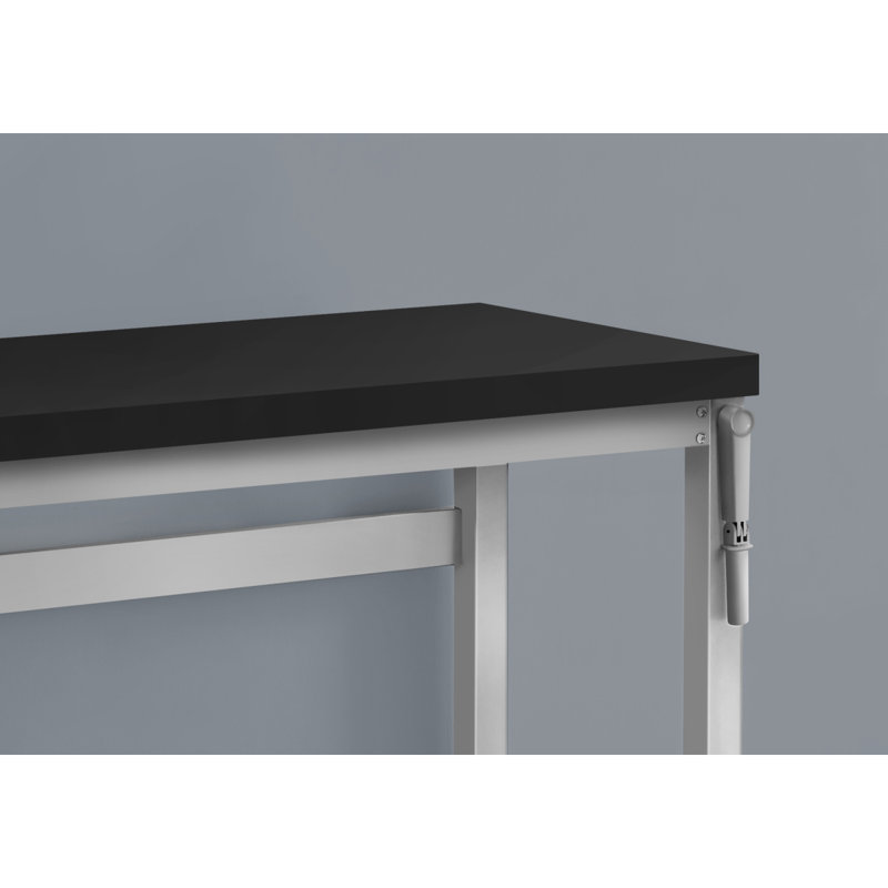 Bureau d'ordinateur, bureau personnel, debout, réglable, L 48 po, travail, ordinateur portable, stratifié noir, métal gris, contemporain, moderne