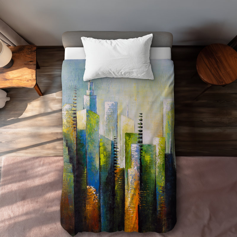 Abstract Skyscraper Orange Cities Duvet Cover | Home Decor