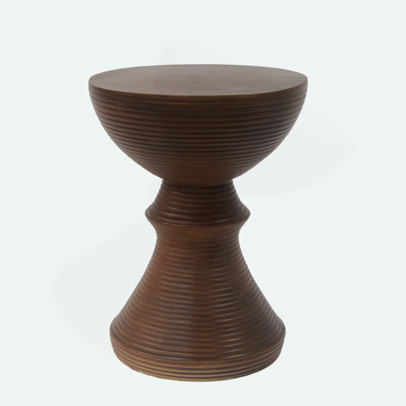Weather-Resistant Concrete Outdoor Side Table With Exquisite Design For Various Outdoor Spaces, Walnut