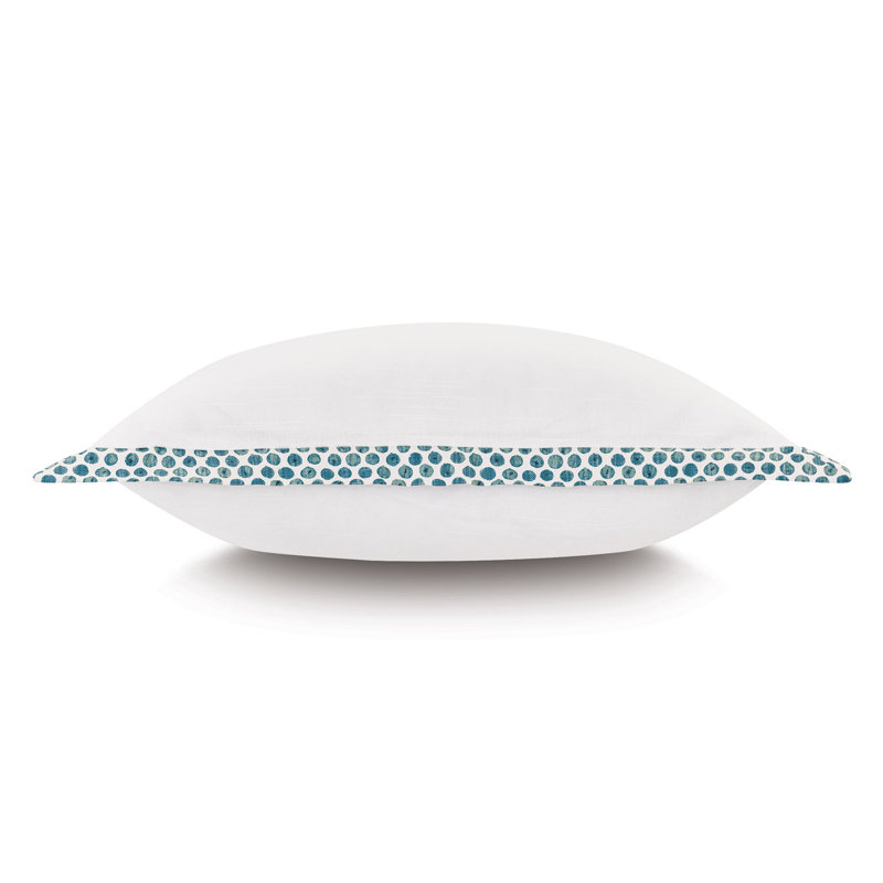 Coussin en coton Kona, Baldwin blanc / paon Knuffle, Carré 24 po