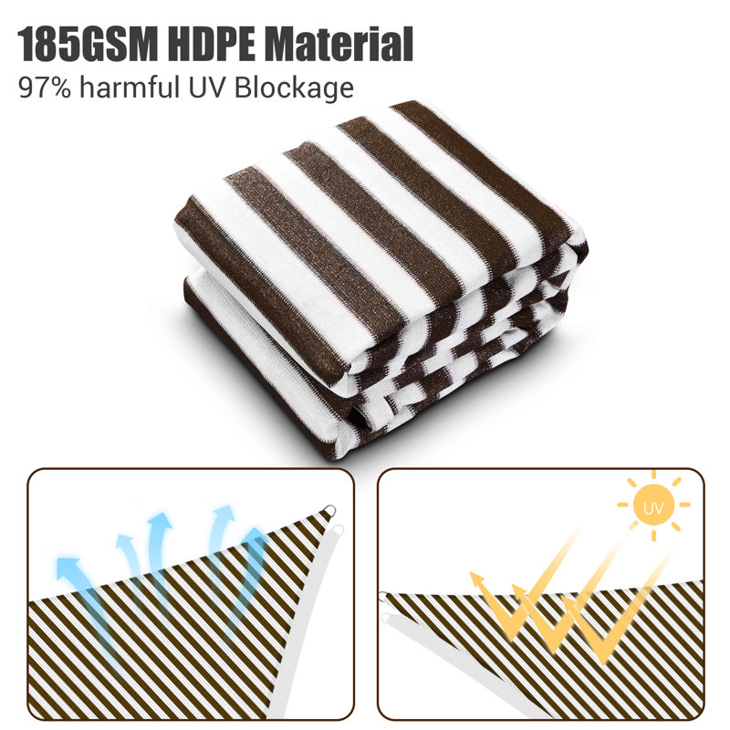 Coffee and White HDPE Triangle Sun Shade Sail for Patio