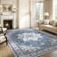 Tapis oriental bleu antidérapant lavable à la machine-254396372