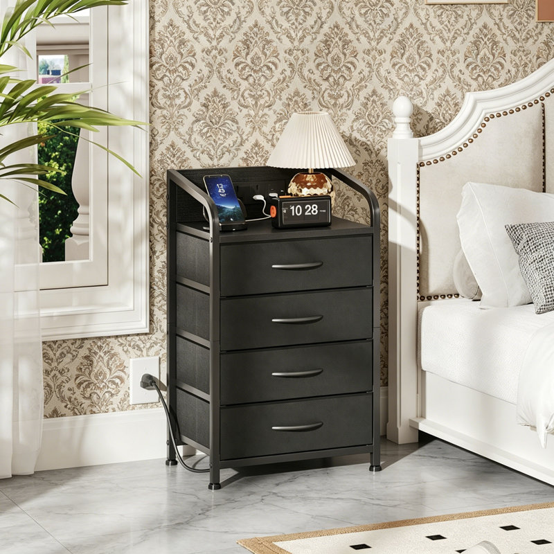39.5cm W Bedside Table, Black