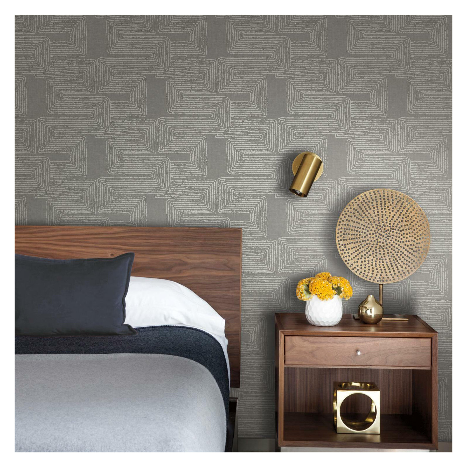 Peel & Stick Geometric Wallpaper, Gray
